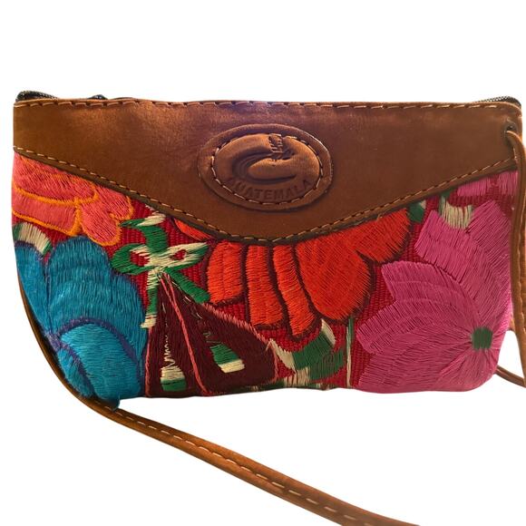 Custom Handbags - Guatemalan Huipil Floral Embroidered Crossbody Bag, Boho Artisan